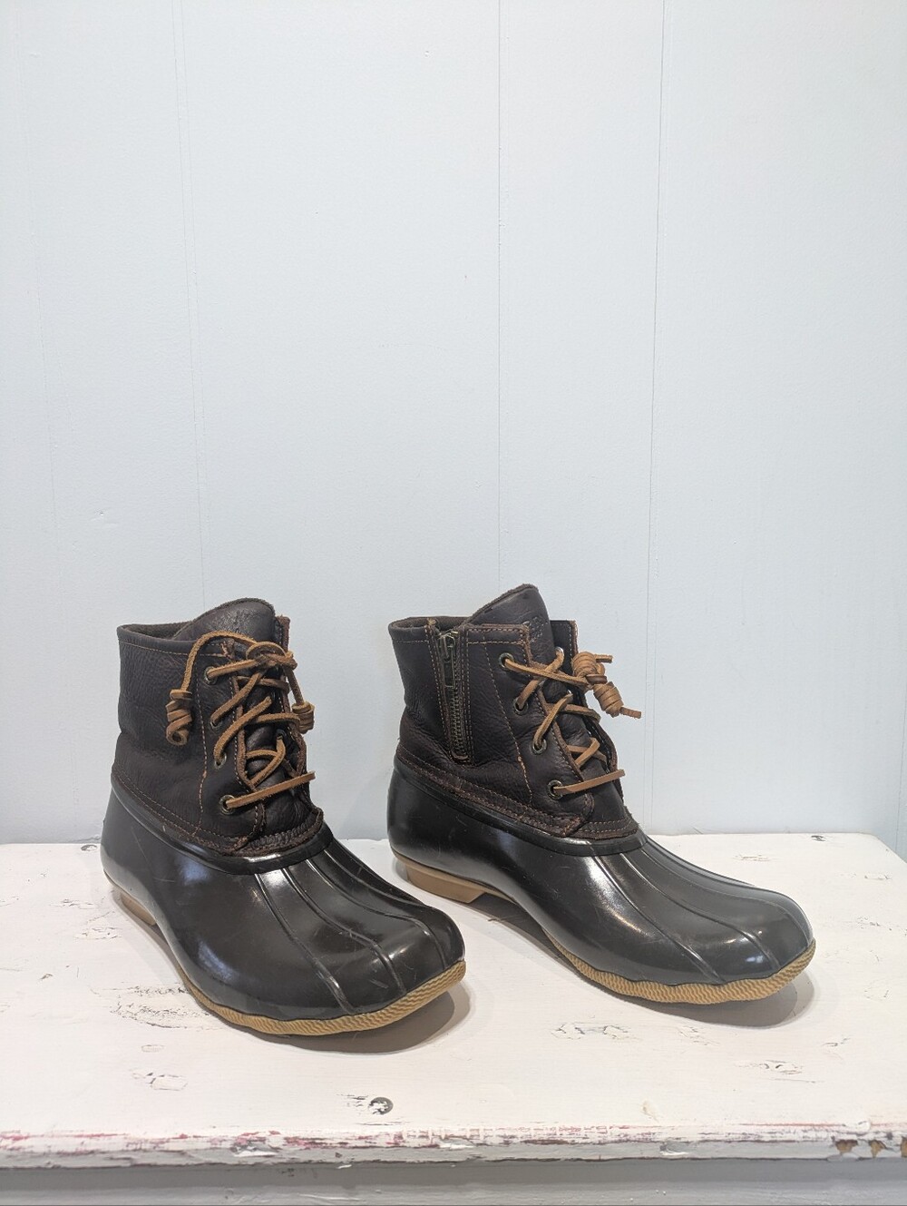 Sperry Leather‎ Duck Boots Brown Size 8 Rubber Snow Rain